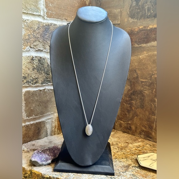 Lucky Brand Silver Chain Marcasite Pendant Necklce - Picture 1 of 9